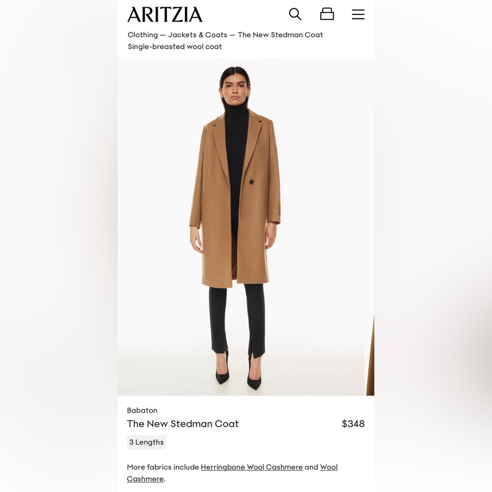 Babaton single breasted coat - Women’s size Large, tan